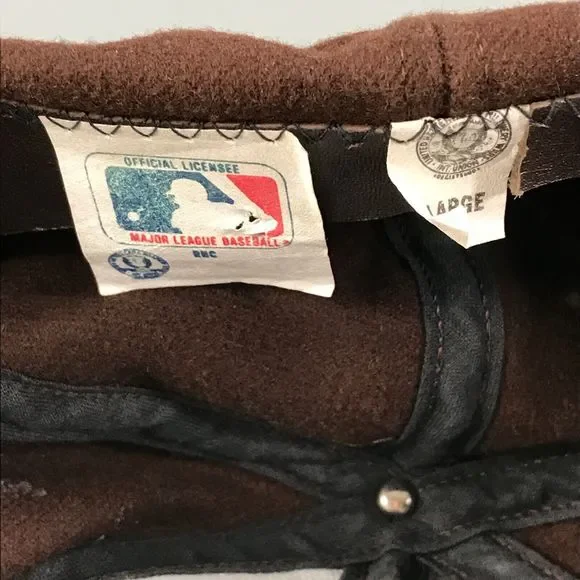 Vintage San Diego Padres Fitted Hat Brown Wool Made in USA Leather Sweat Band - Picture 6 of 6